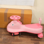 ALVENZA Kids Swing Car Ride On Toy with Music, Pink Shark Design Magic Twist Car (1 Pc)