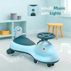 ALVENZA Kids Swing Car Ride On Toy with Music, Blue Shark Design Magic Twist Car (1 Pc)