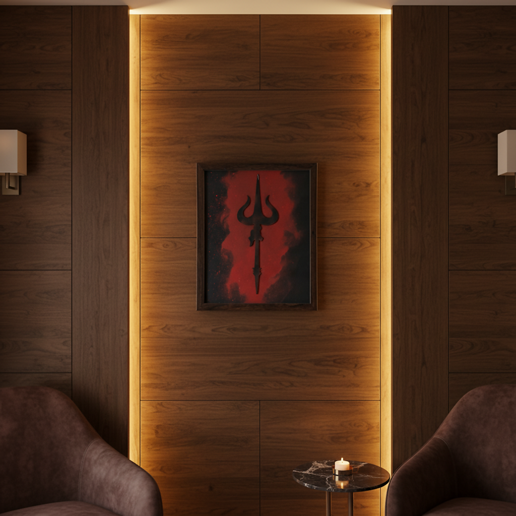 ALVENZA Mahadev Trishul Wall Art – Modern Spiritual Decor for Living Room
