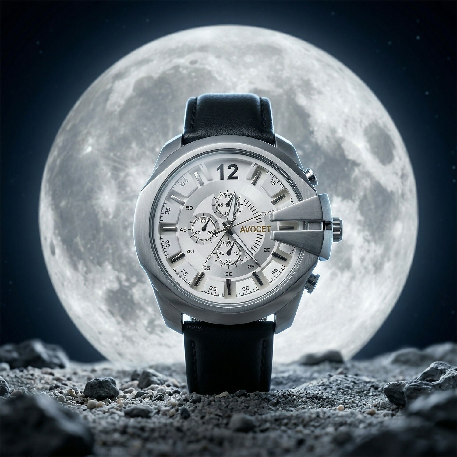 Men's Silver Chronograph Watch – Elegant Multi-Dial Design for Style