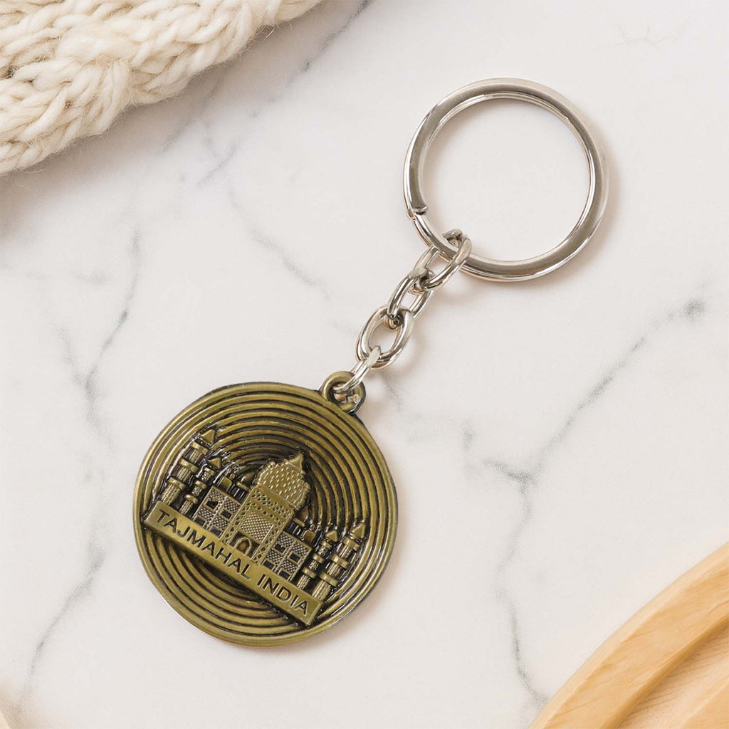 ALVENZA Taj Mahal Souvenir Keychain – Antique Brass Finish Durable Metal