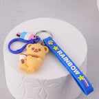 ALVENZA Cute Bear Cartoon Keychain – Rainbow Strap and Mini Popsicle Charm