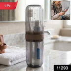Travel Toothbrush Holder Compact & Leakproof with Foldable Glass - Side View
