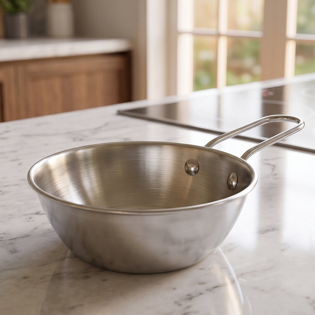 Stainless Steel Tadka Pan Ideal for Indian Cooking & Tempering - Detail View 8