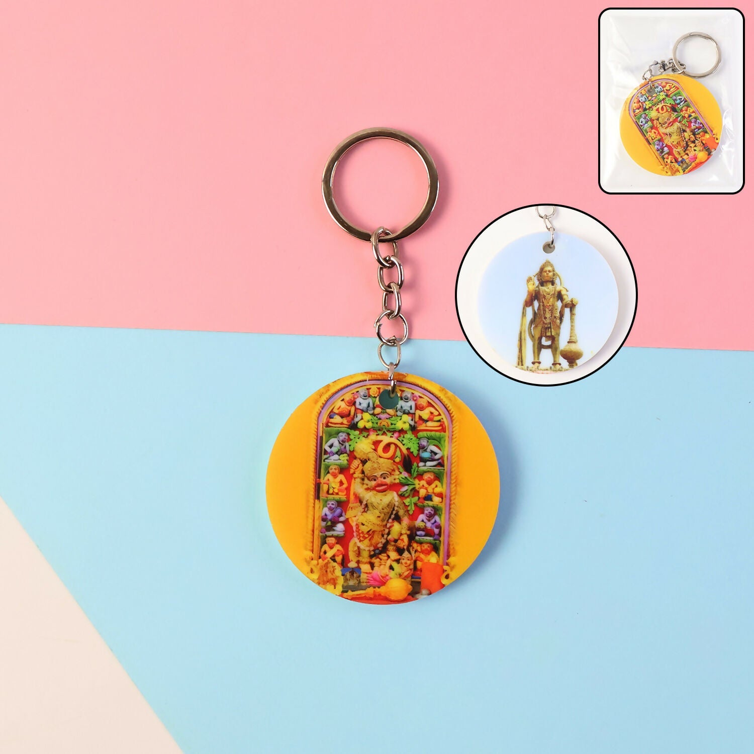 ALVENZA Hanuman Mandir Keychain – Bright Devotional Lightweight Accessory
