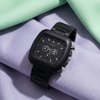 Men's Matte Black Square Dial Watch – Modern & Stylish Design