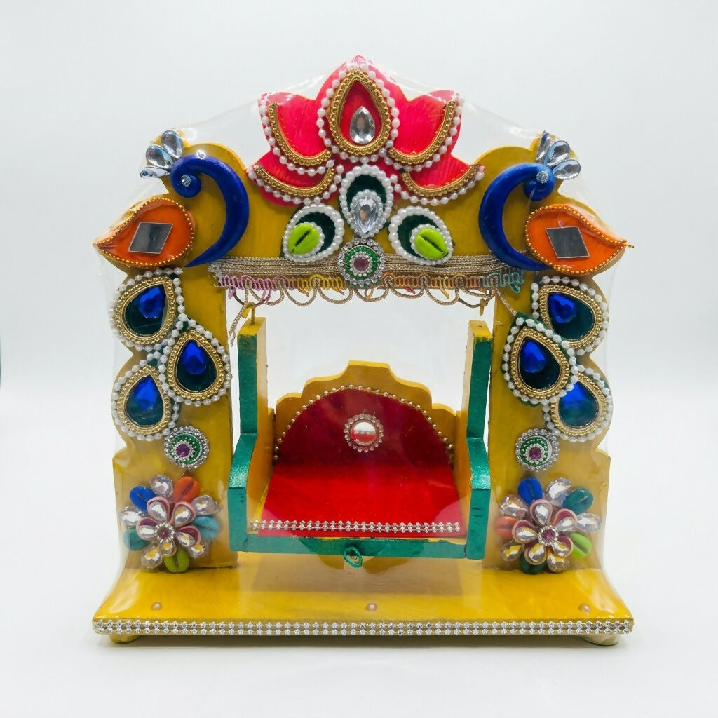 ALVENZA Decorative Laddu Gopal Jhula – Elegant Pooja Seating with Craftsmanship