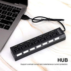 ALVENZA 7 Port USB Hub – 7-in-1 Individual Switches, LED Indicators | Compshop