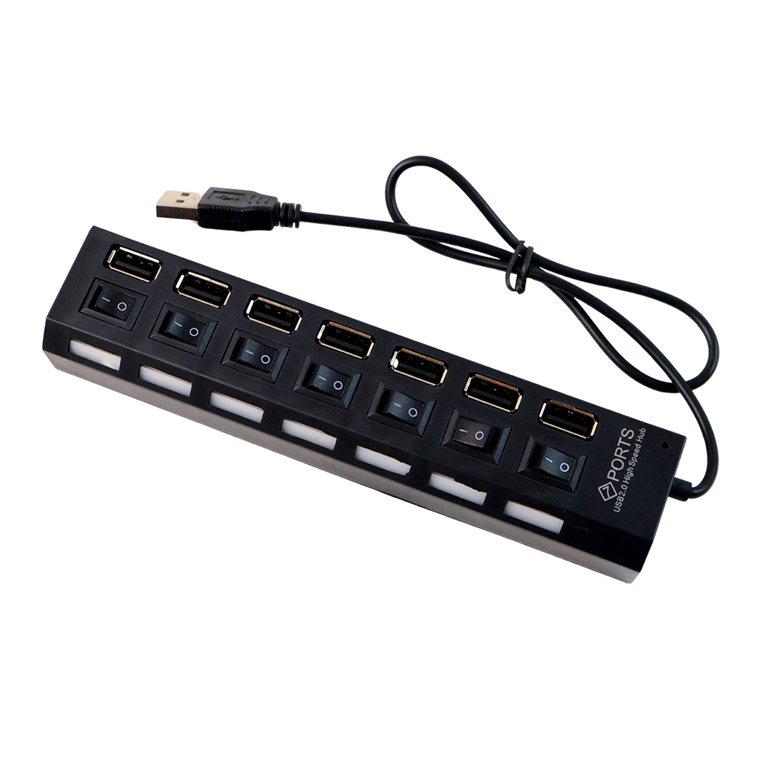 ALVENZA 7 Port USB Hub – 7-in-1 Individual Switches, LED Indicators | Compshop