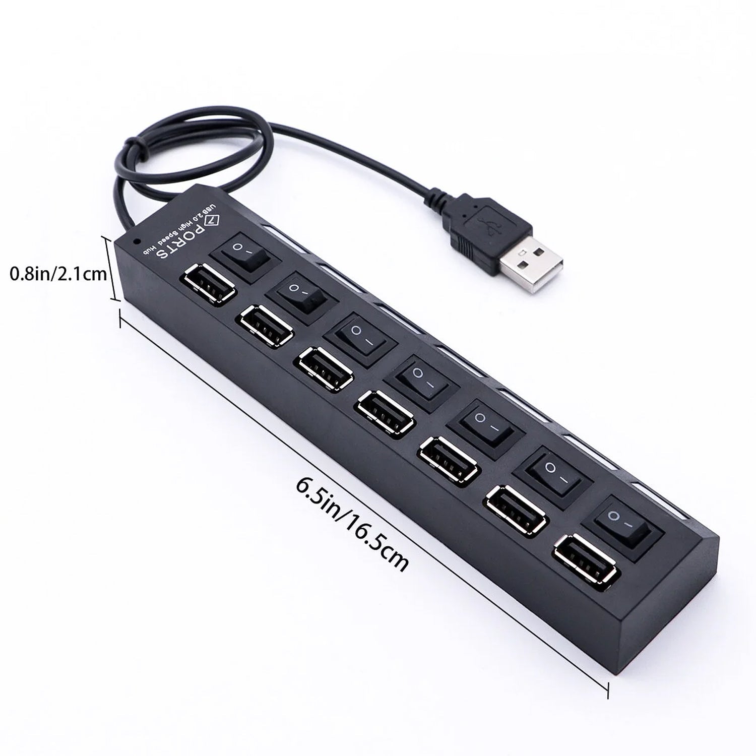 ALVENZA 7 Port USB Hub – 7-in-1 Individual Switches, LED Indicators | Compshop