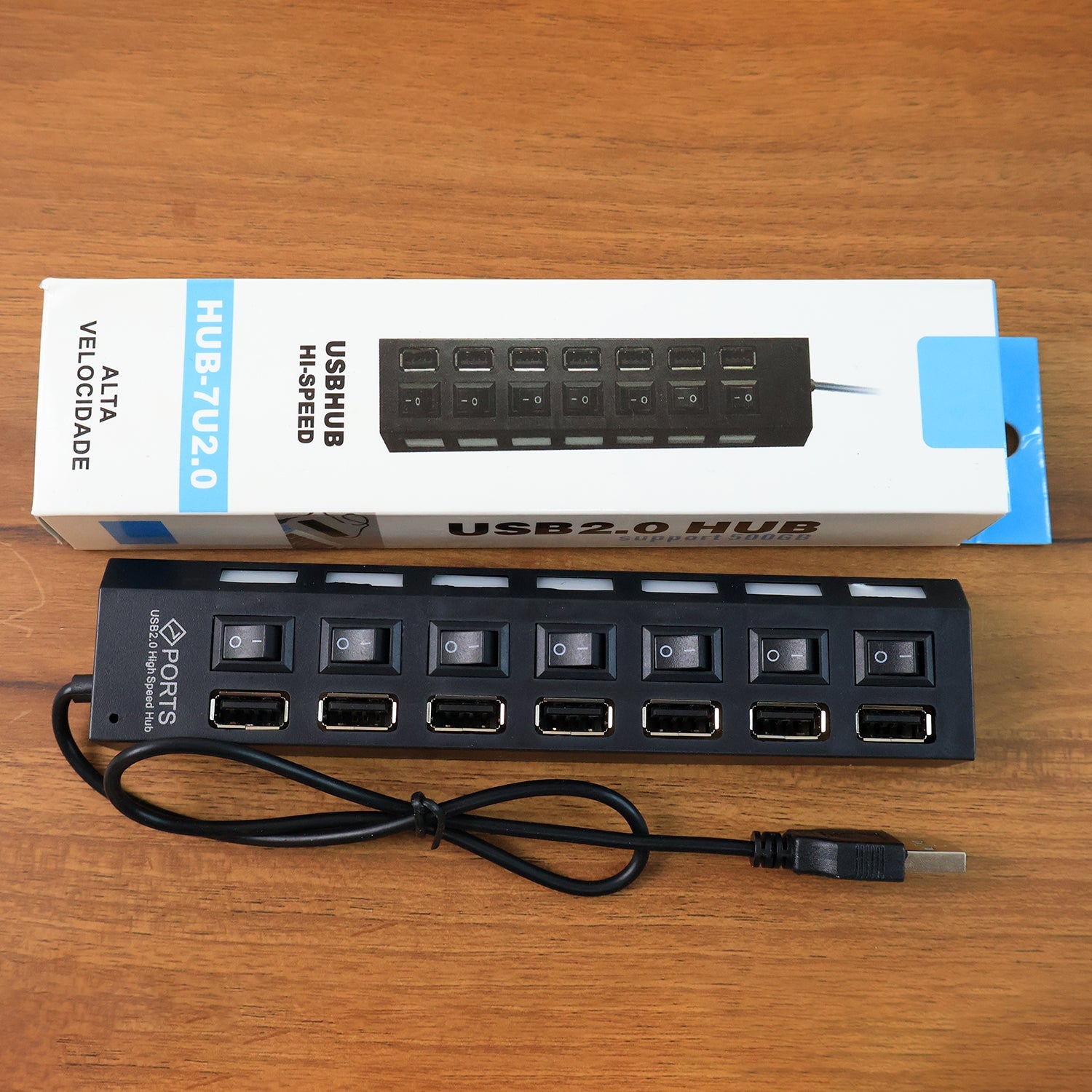 ALVENZA 7 Port USB Hub – 7-in-1 Individual Switches, LED Indicators | Compshop
