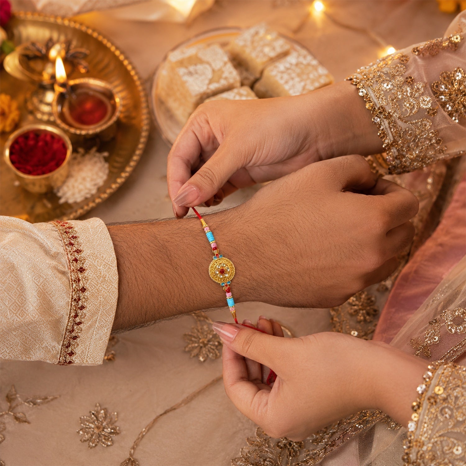 ALVENZA Diamond Rakhi – Elegant Traditional & Modern Style
