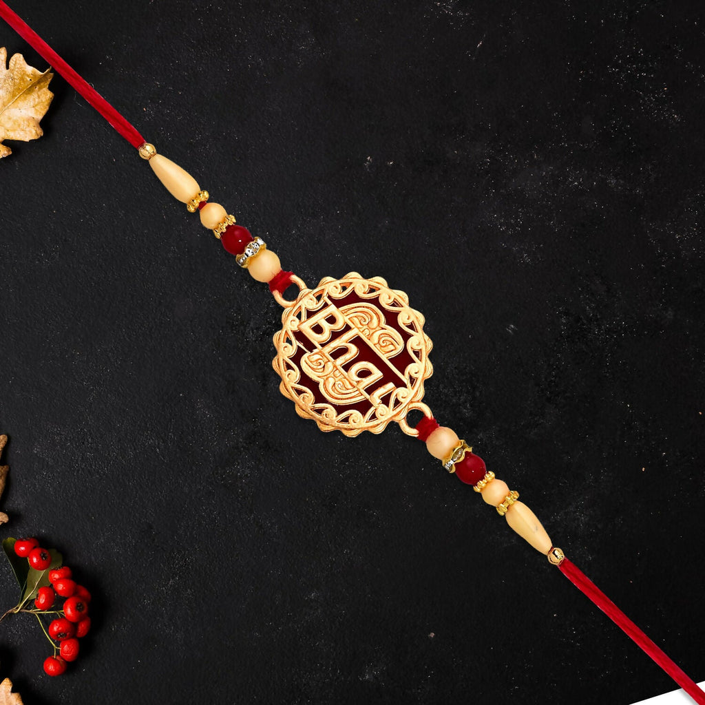 ALVENZA Bhai Rakhi - Elegant traditional thread with decorative beads for brother