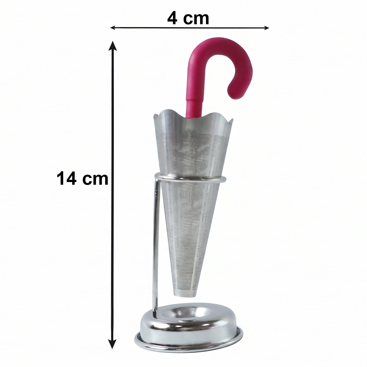 Stainless Steel Tea Strainer Umbrella Design & Drip Tray | Siplix - Detail View 6