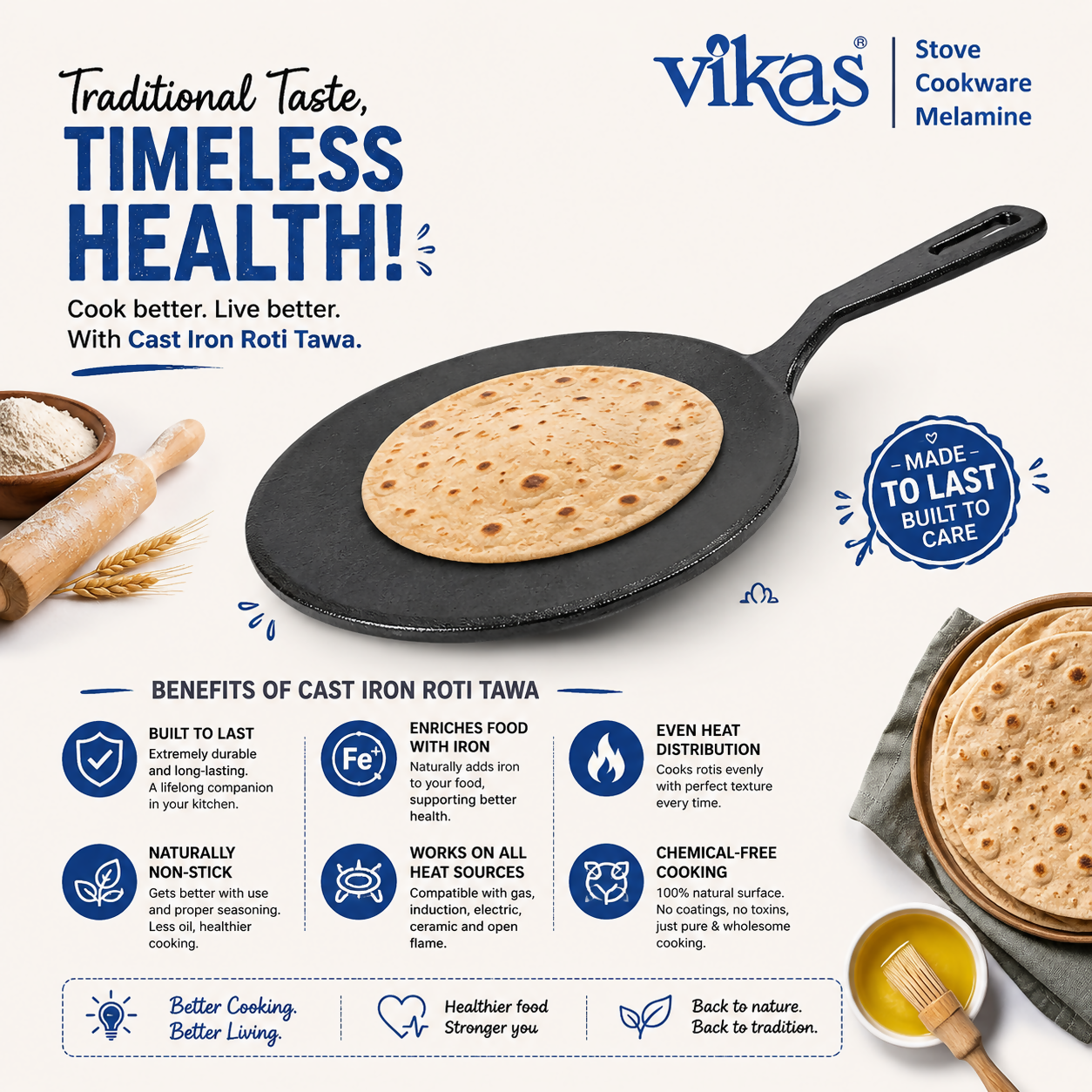 ALVENZA Cast Iron Roti Tawa – Even Heat & Durable for Perfect Rotis