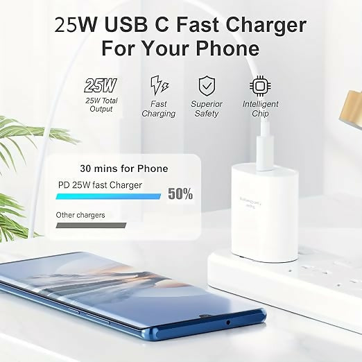 ALVENZA Type C Fast Charger – Rapid 25W Power Delivery with Cable