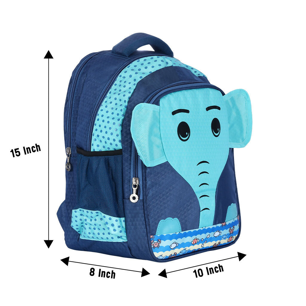 ALVENZA Kids Backpack – Cute Blue Elephant Design with Spacious Compartments