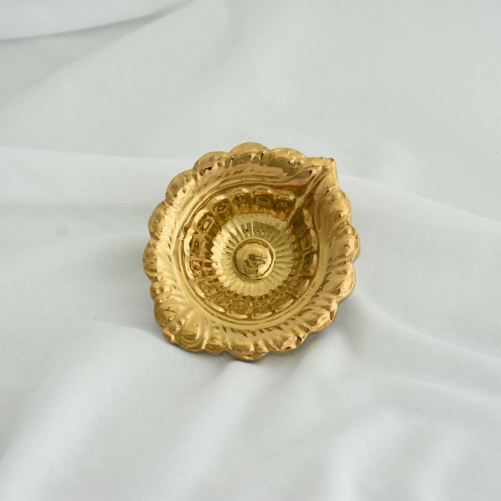 Decorative Ceramic Diya – Elegant Gold PVD Finish for Festive Decor