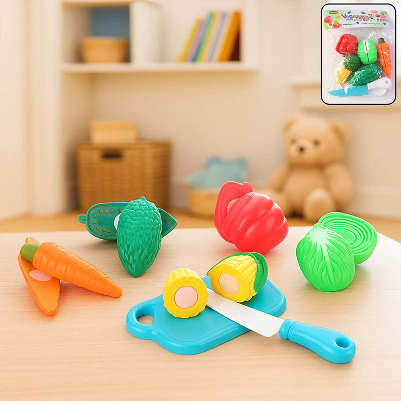 ALVENZA Vegetable Cutting Play Set – Mini Kids Cooking Toy with Velcro Knife