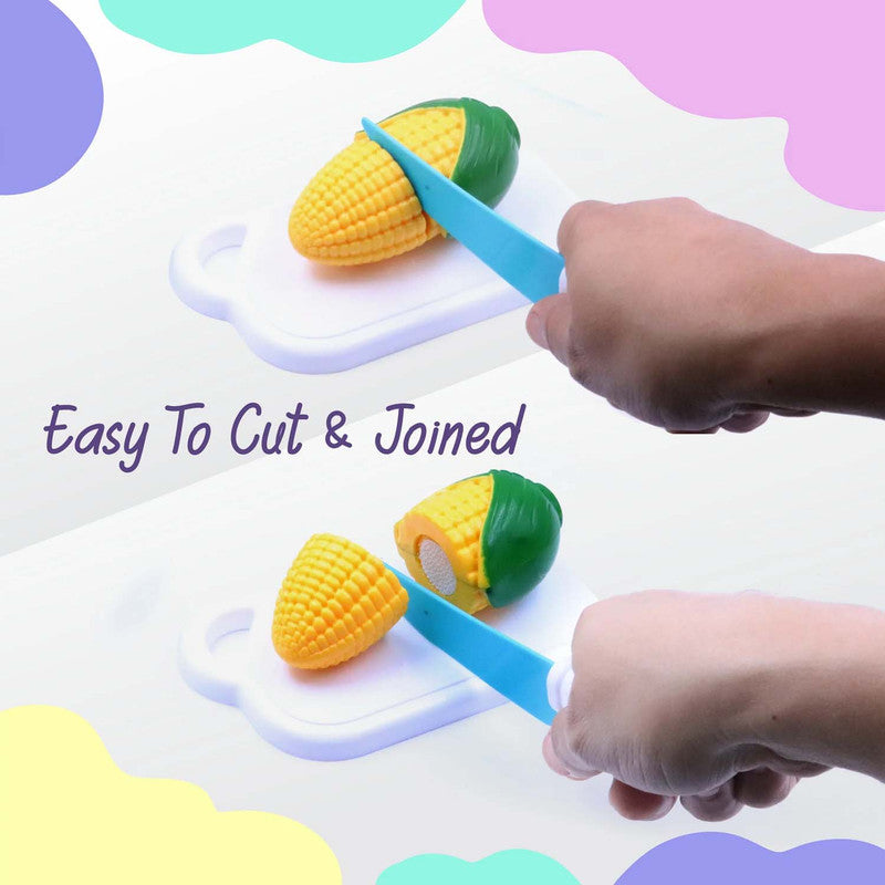 ALVENZA Vegetable Cutting Play Set – Mini Kids Cooking Toy with Velcro Knife