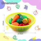 ALVENZA Kids Fruit & Vegetable Cutting Toy Set – Safe Velcro Play Food Basket