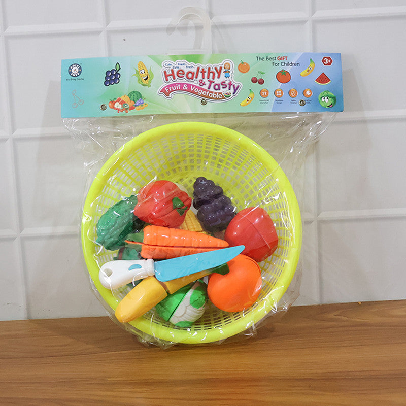 ALVENZA Kids Fruit & Vegetable Cutting Toy Set – Safe Velcro Play Food Basket