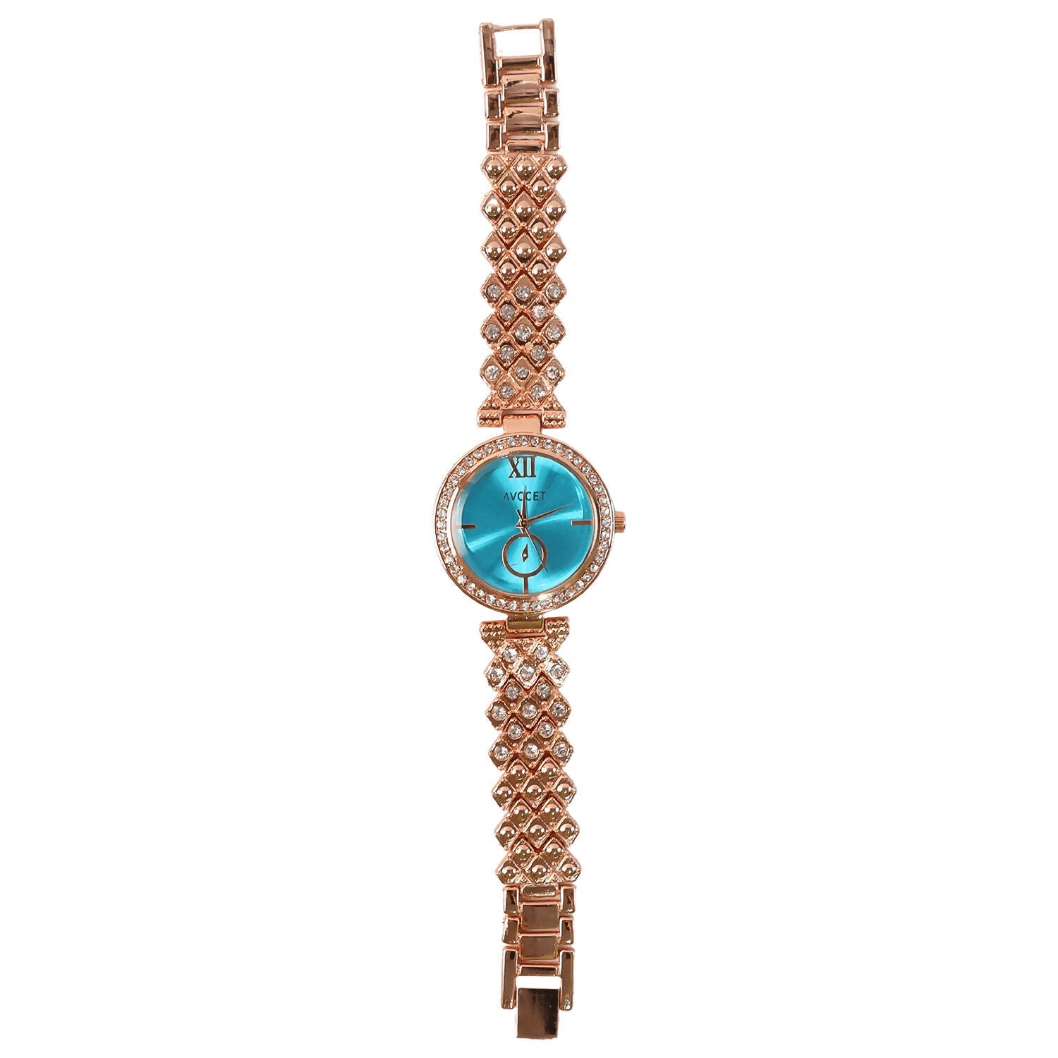 Women’s Premium Analog Watch – Elegant Blue Dial & Rose Gold Design