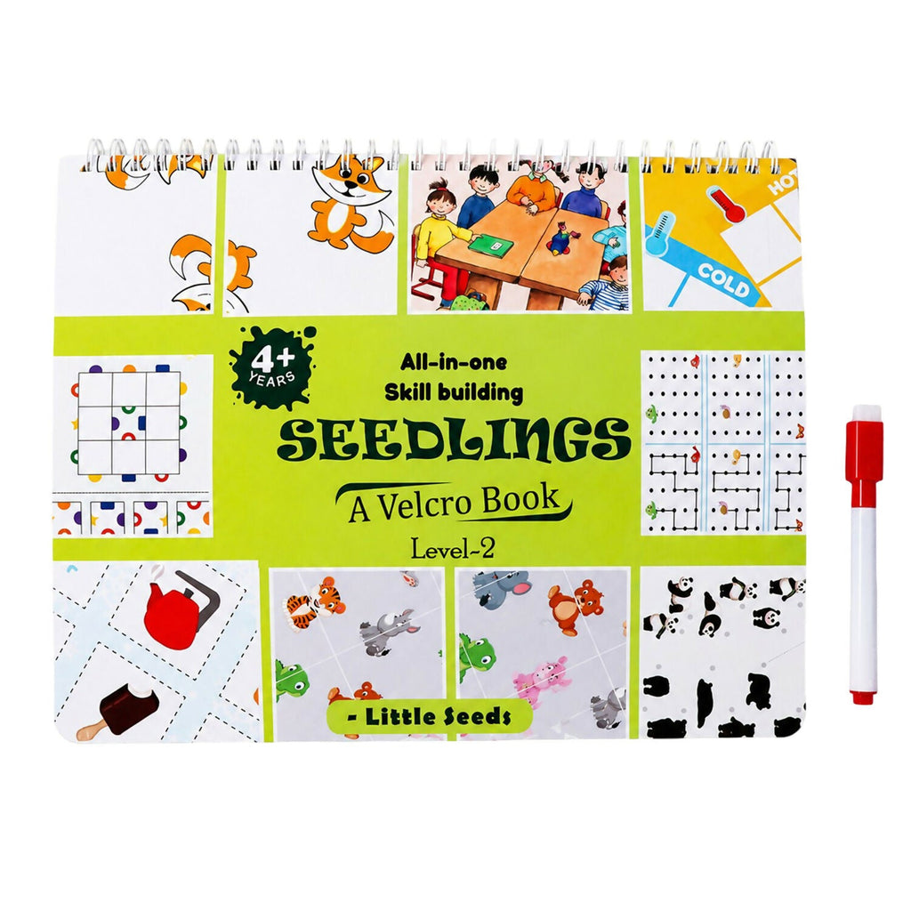 ALVENZA Skill Building Activity Book for Kids – Reusable Velcro Cards for Ages 4+