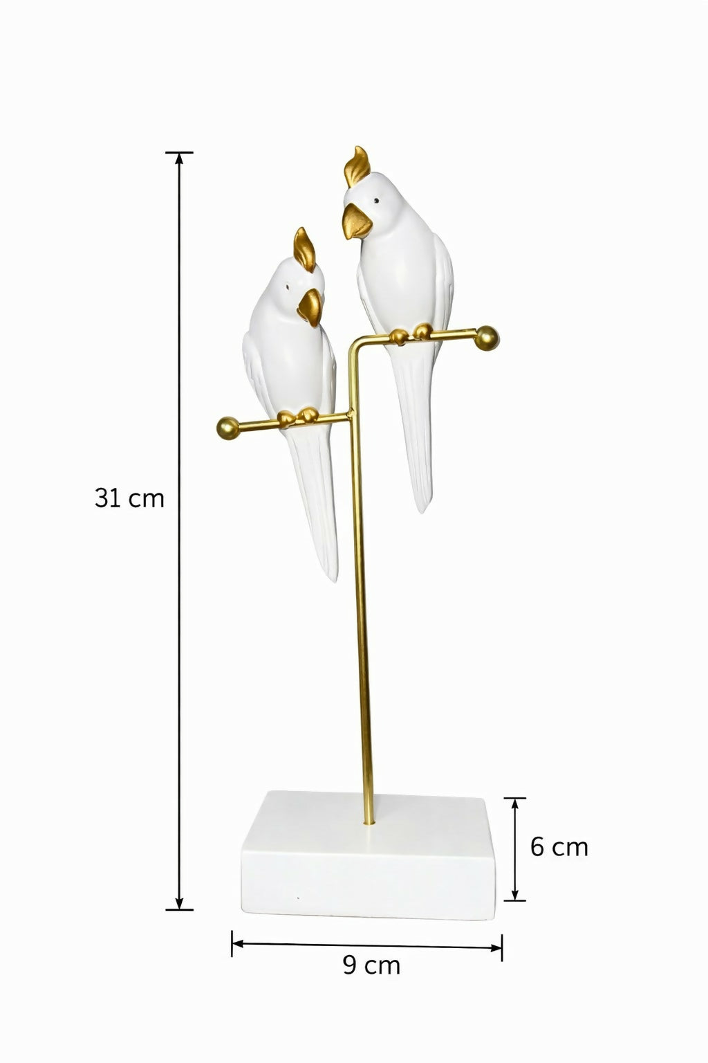 ALVENZA Love Birds Decorative Showpiece – Elegant White & Gold Décor