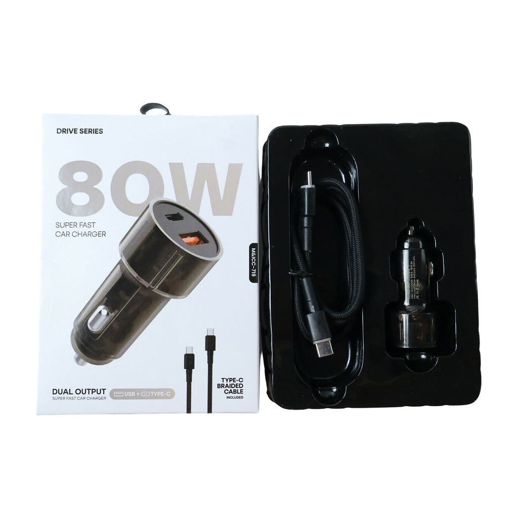 ALVENZA 80W Car Charger – Rapid Dual Port Charging for Smartphones