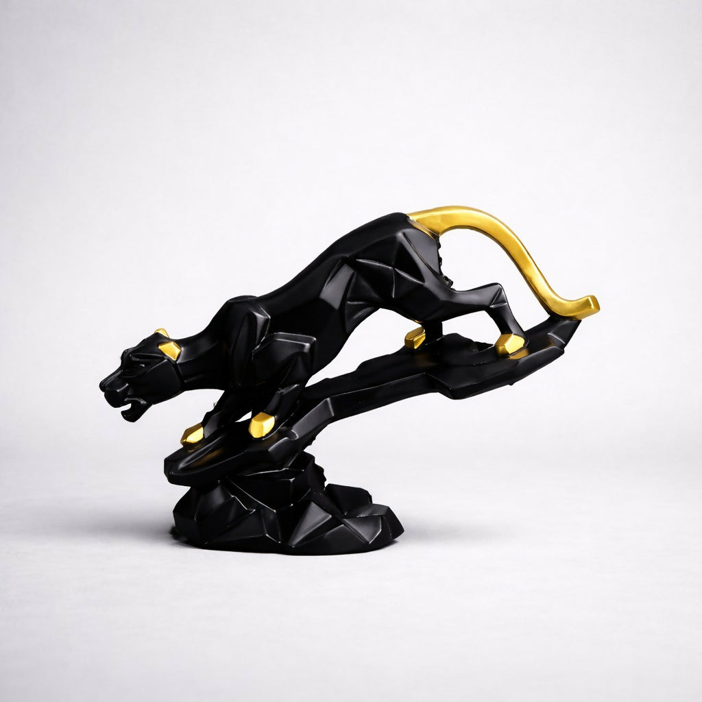 ALVENZA Abstract Black Gold Panther – Modern Decorative Home Statue