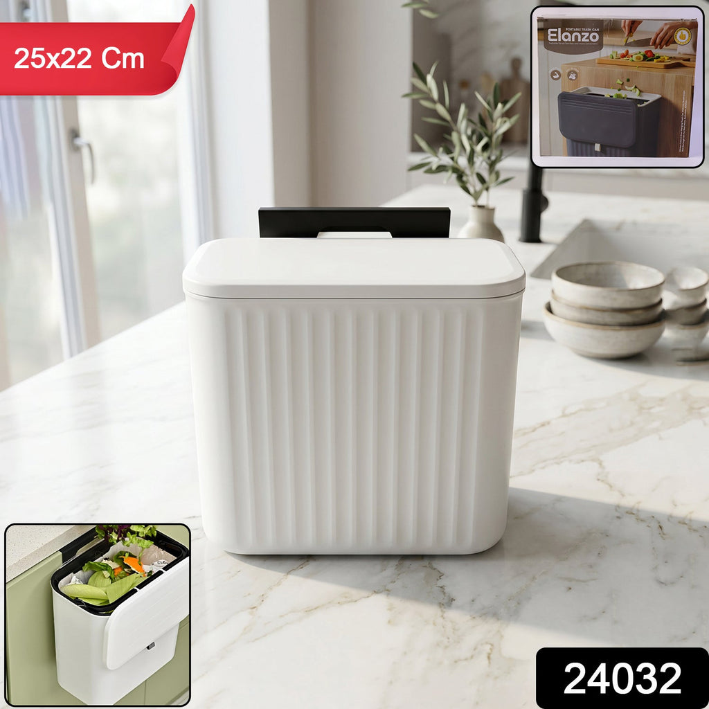 Kitchen Dustbin with Lid Compact 25x22 cm for Small Spaces - Front View