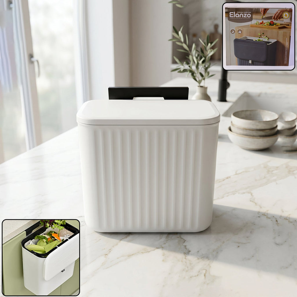 Kitchen Dustbin with Lid Compact 25x22 cm for Small Spaces - Back View