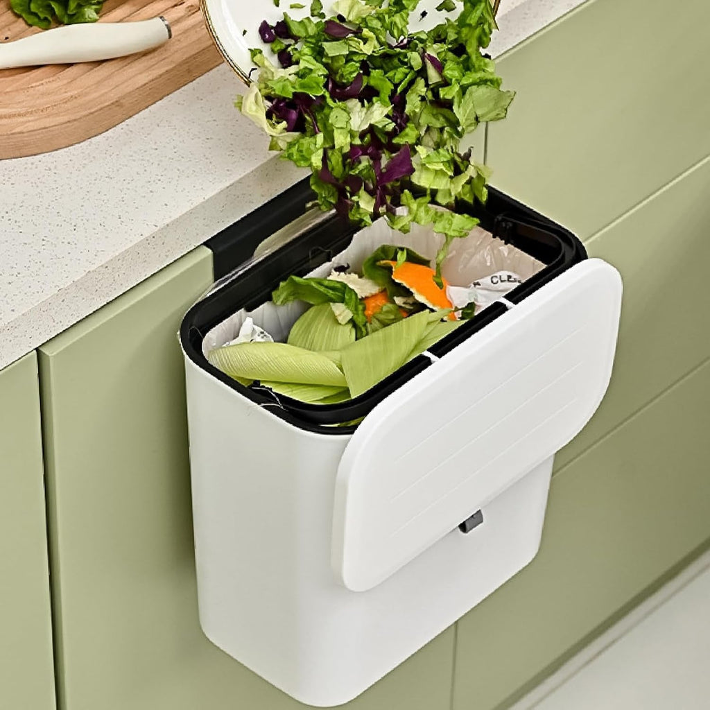 Kitchen Dustbin with Lid Compact 25x22 cm for Small Spaces - Side View