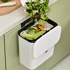 Kitchen Dustbin with Lid Compact 25x22 cm for Small Spaces - Side View