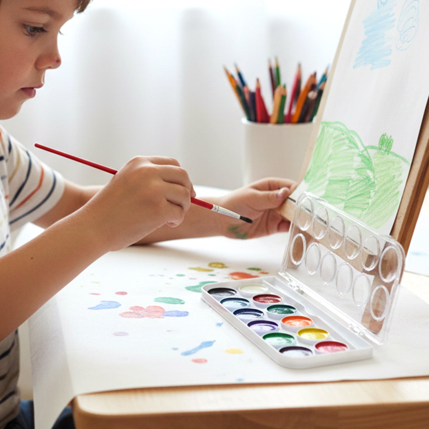 Watercolour Paint Set for Kids Vibrant Colors & Portable Design - Back View
