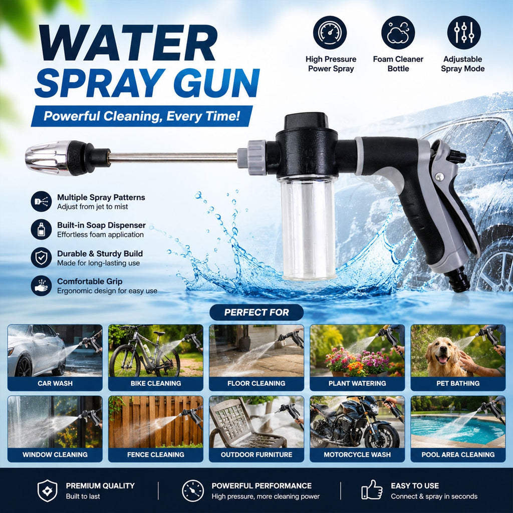ALVENZA High Pressure Water Spray Gun – Powerful Cleaning Tool for Car & Garden
