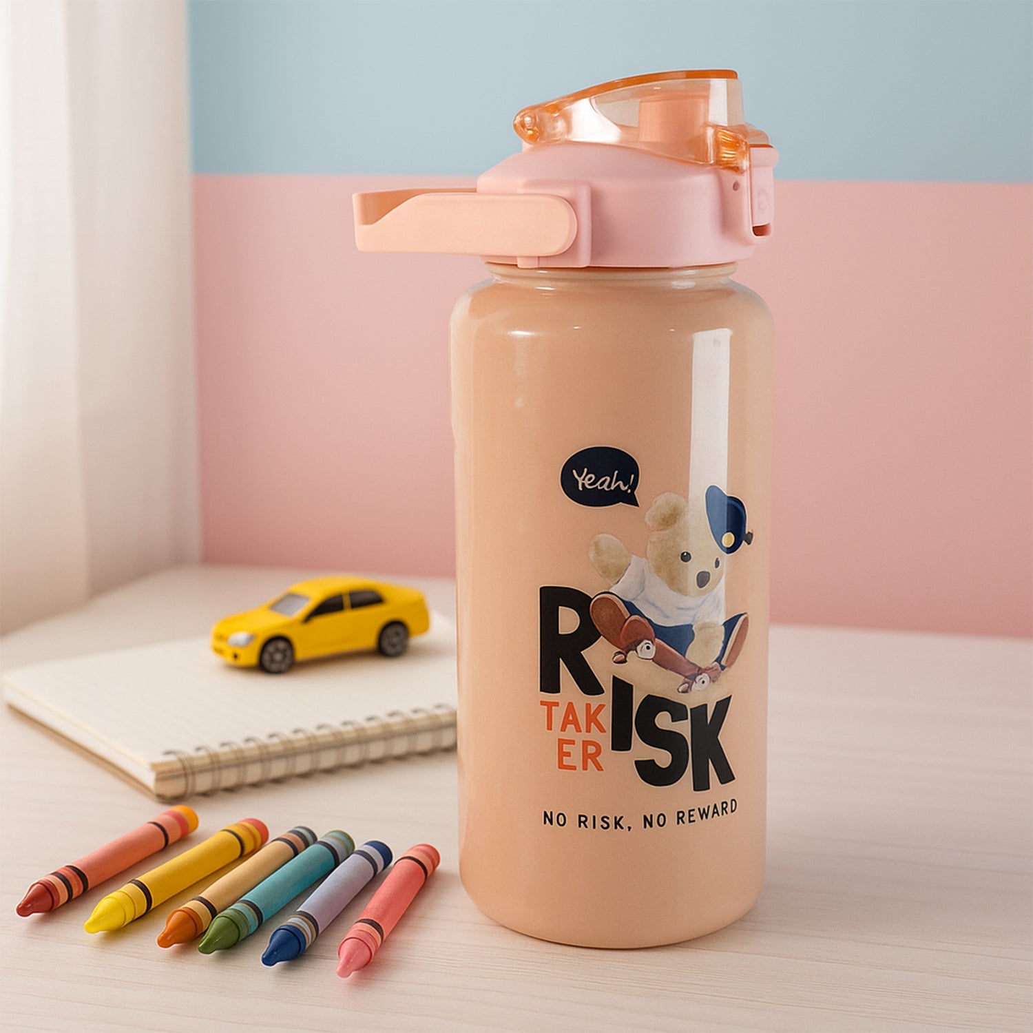 ALVENZA Cartoon Printed Water Bottle Set – Leakproof Multi-Size Trio