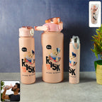 ALVENZA Cartoon Printed Water Bottle Set – Leakproof Multi-Size Trio