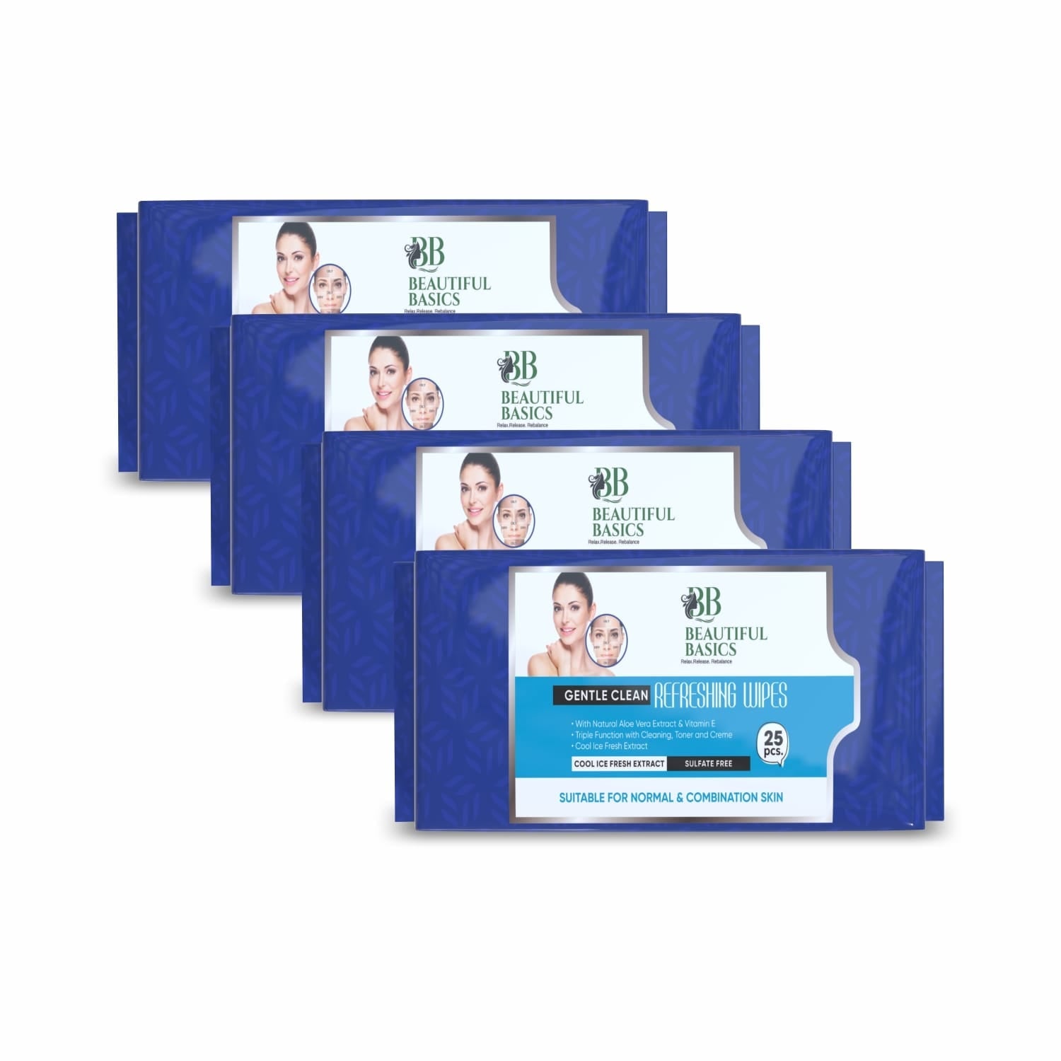 Gentle Face Wipes for All Skin Types 4x25 Pcs | Beautiful Basics - Detail View 6
