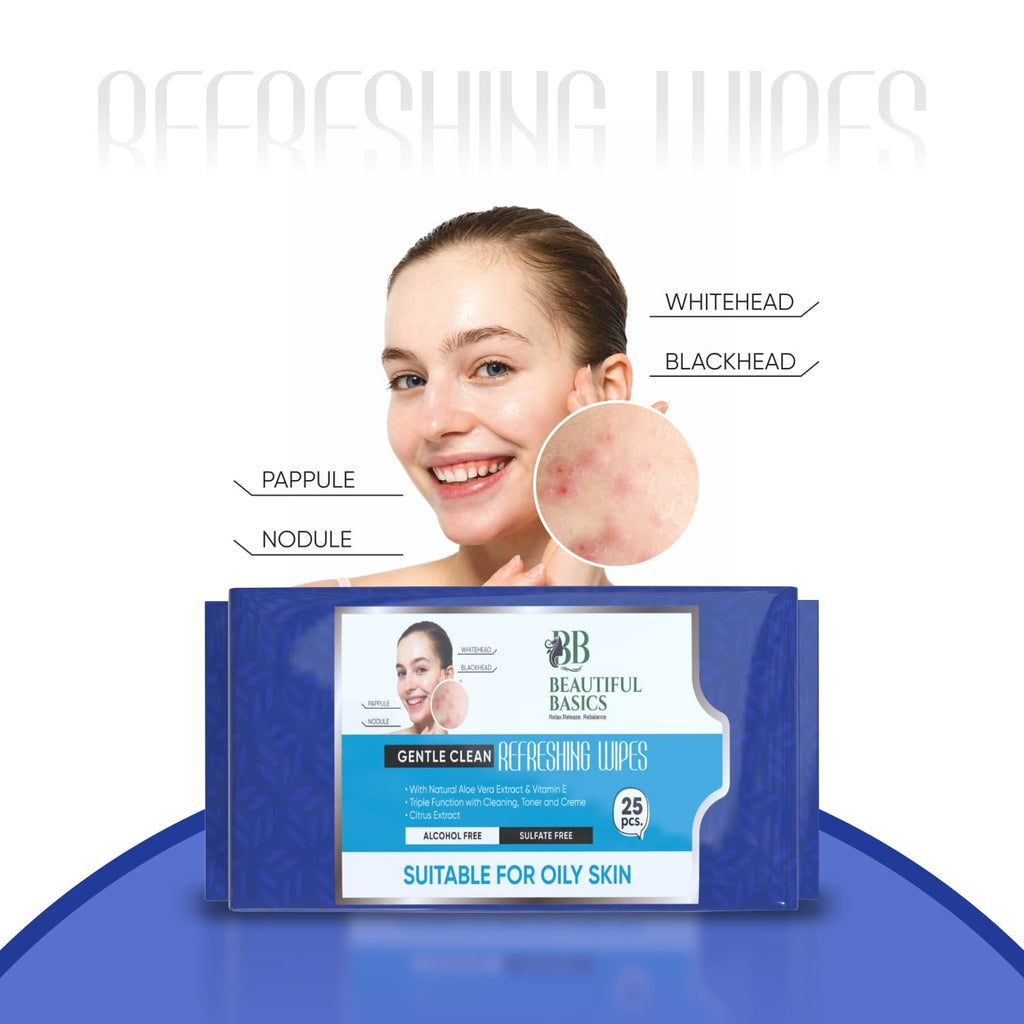 Oily Skin Face Wipes Refreshing Cleansing | Beautiful Basics (2x50) - Detail View 8