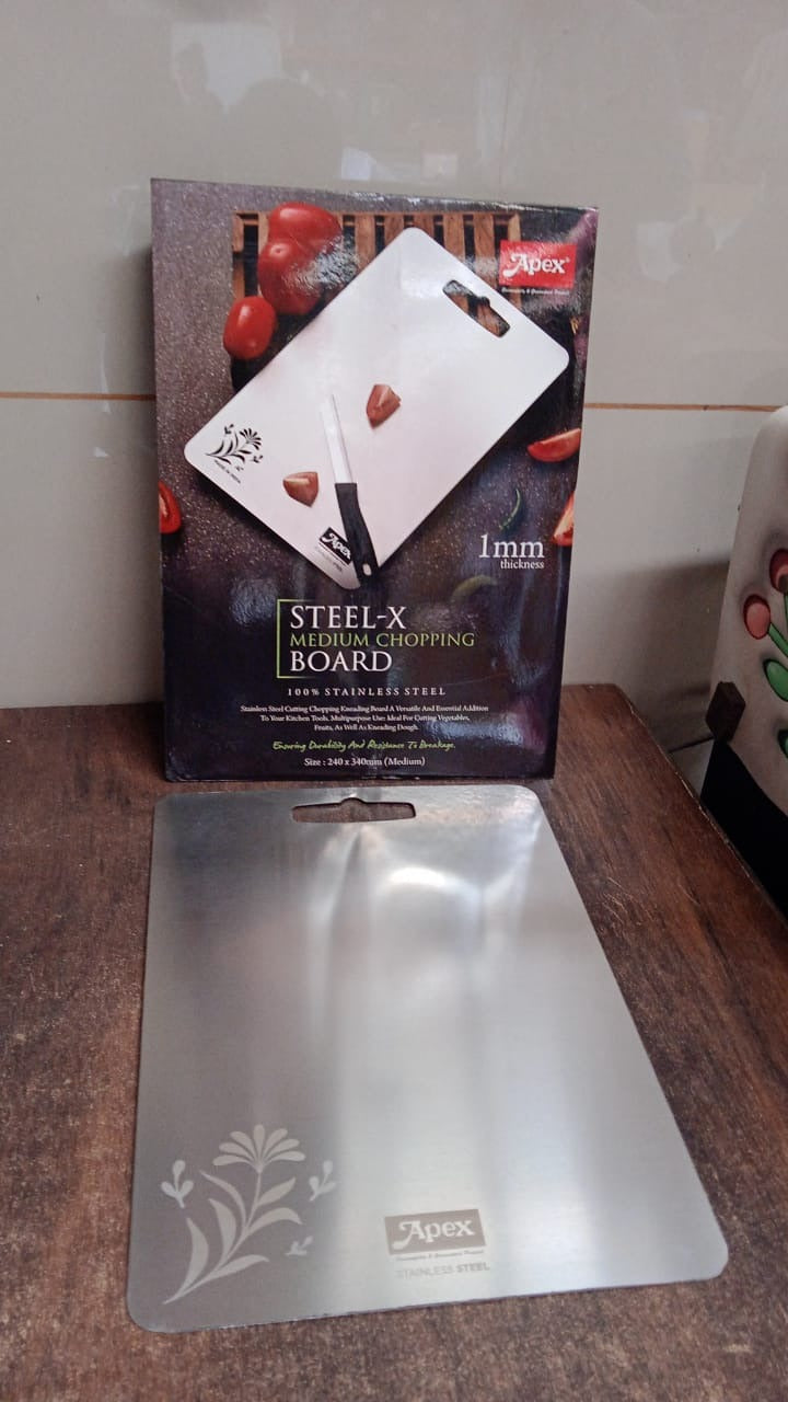 ALVENZA Stainless Steel Medium Chopping Board – Durable & Rust-Resistant