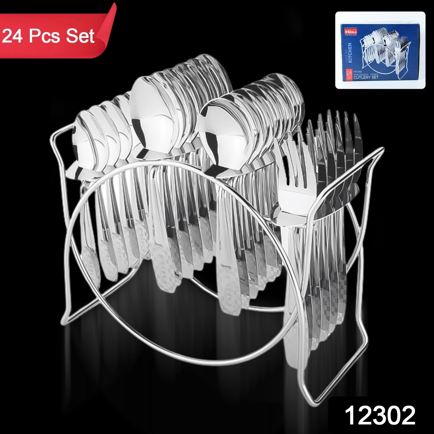 ALVENZA Stainless Steel Cutlery Set – Durable 24-Piece Dining Essentials