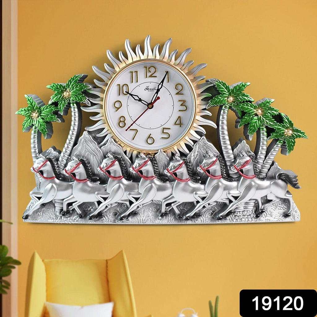 ALVENZA Plastic Wall Clock – Silent Sweep with Running Horse Design