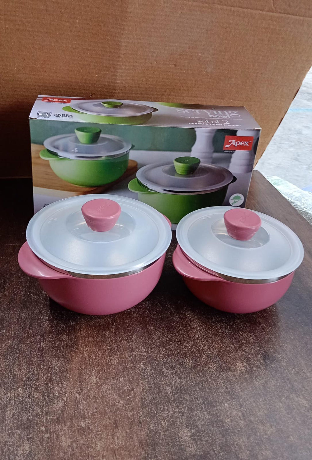 ALVENZA Plastic Serving Bowl Set with Lids – Airtight, Microwave Safe 2 Pieces