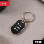 ALVENZA Oval Metal Keychain – Elegant Black & Silver Finish for Stylish Key Organization