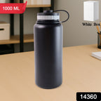 ALVENZA Black Vacuum-Insulated Stainless Steel Water Bottle – 1000ml Durable & Leakproof