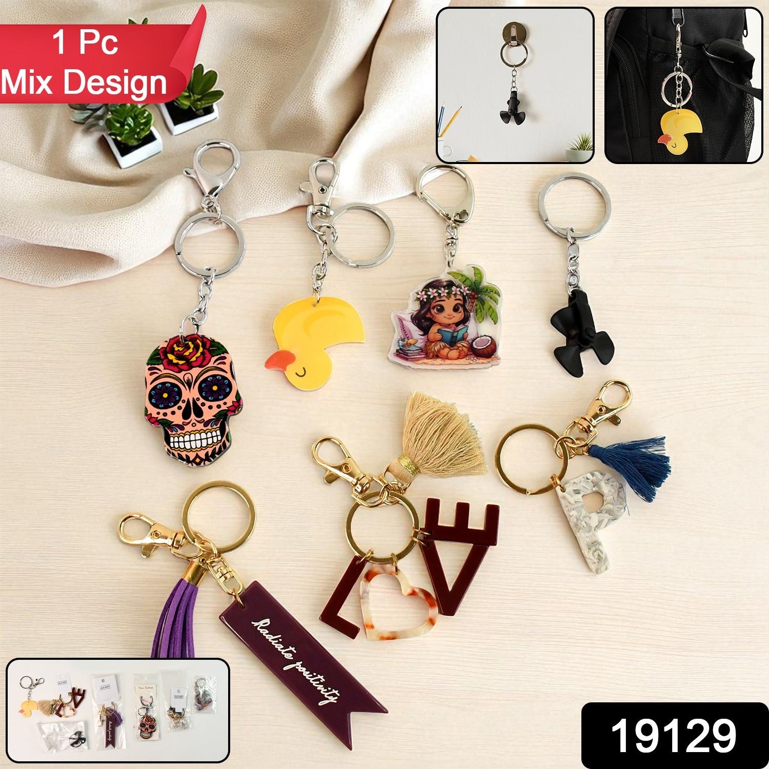 ALVENZA Assorted Designer Keychains – Stylish Mix of 1 Pc
