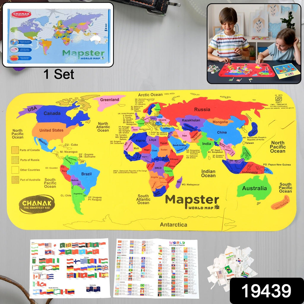ALVENZA World Map Puzzle – Educational EVA Foam Toy for Kids 5+