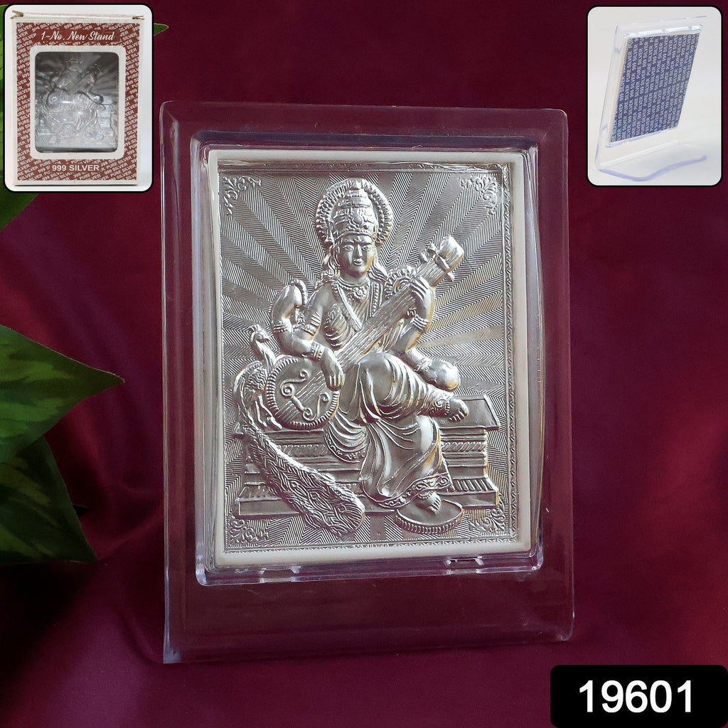 ALVENZA Silver Saraswati Maa Photo Frame – Elegant Spiritual Decor